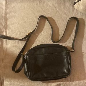 VINTAGE Longchamp Black Leather Shoulder Crossbody Bag Made in France